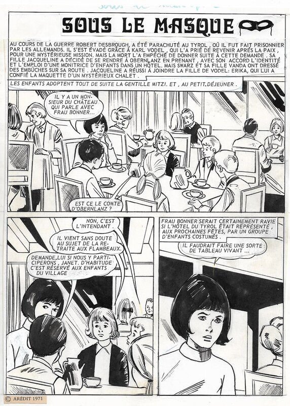 unknown, Sous le masque - Schoolgirls, parution dans Clapotis 70 (Aredit), auteur inconnu - Planche originale