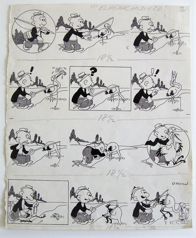 José Cabrero Arnal, Pratique de pêche respectueuse de l'environnement ! il fallait y penser.TBO 1928 - Planche originale