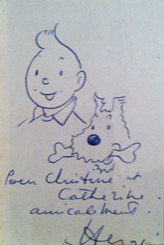 Tintin et Milou par Hergé - Dédicace