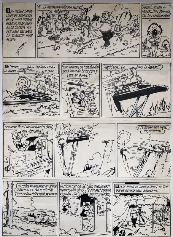 Willy Vandersteen, Suske en Wiske - Bibbergoud - originele pagina - Comic Strip
