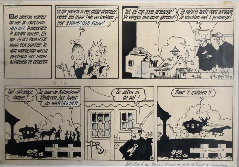 Willy Vandersteen, Suske en Wiske - Het vliegende hart  - halve pagina - Comic Strip