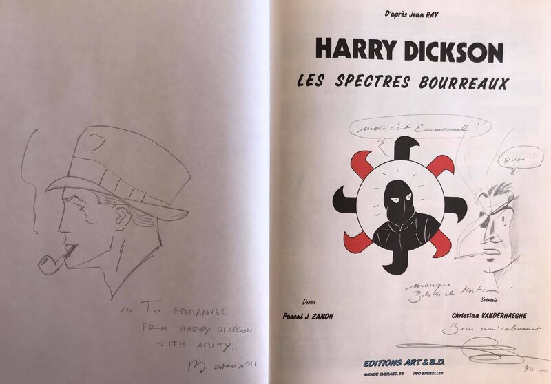 Pascal J. Zanon, Christian Vanderhaeghe, Dédicace dans Harry Dickson - Les spectres bourreaux + Blake et Mortimer - Sketch
