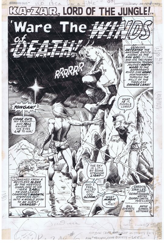 Barry Windsor-Smith, Bill Everett, Barry Windsor Smith / Bill Everett - Kazar Splash - Original Illustration