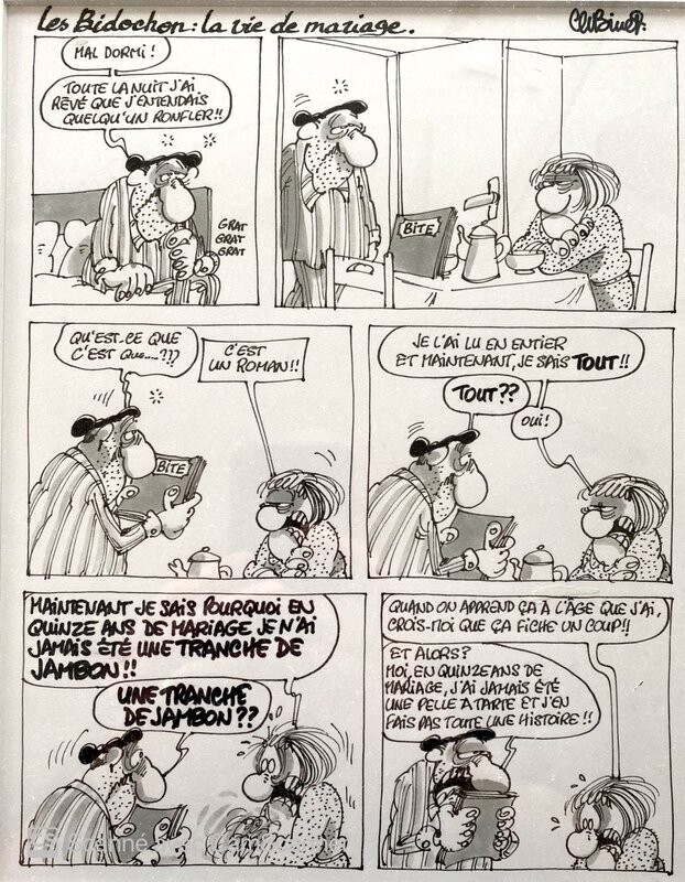 Binet, Les Bidochons - série de 5 planches - La vie de mariage - Comic Strip