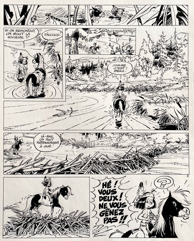 Derib, Planche originale 5 - Yakari chez les castors - Comic Strip