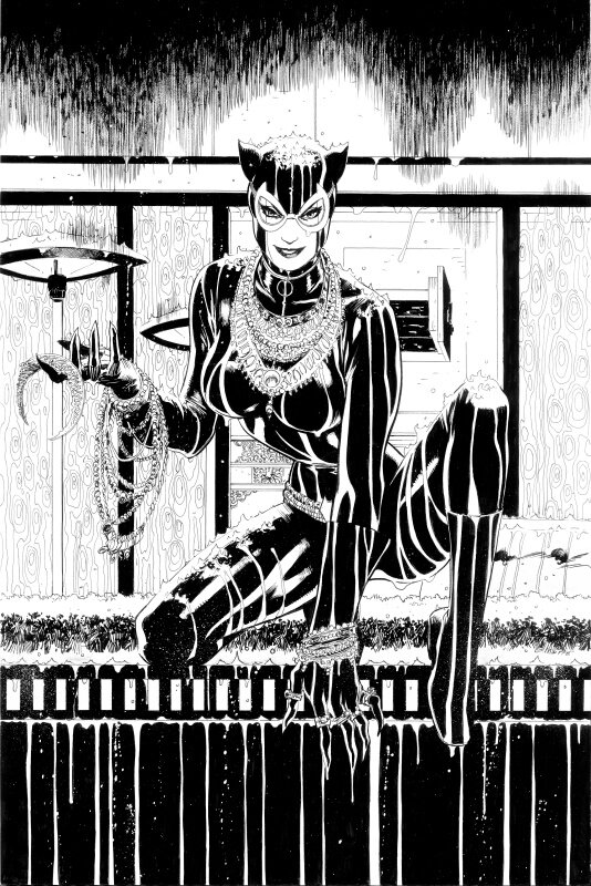 Catwoman pin-up par Pat Olliffe - Illustration originale