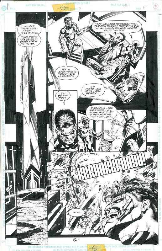 Jla #5 page 9 par Howard Porter, John Dell - Planche originale