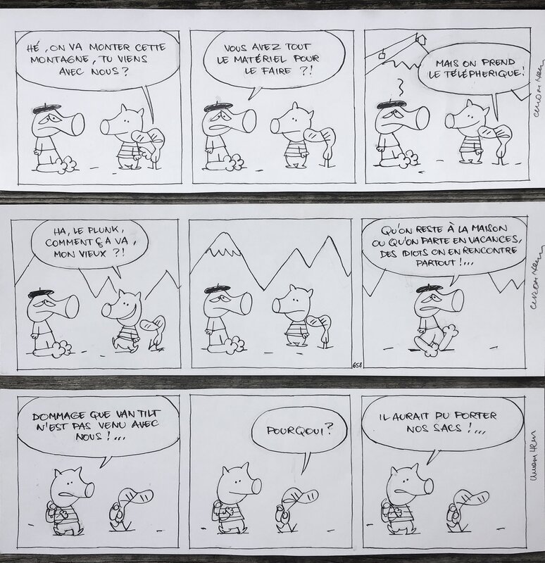 Luc Cromheecke, TACO ZIP, 3 strips de Spirou - Planche originale