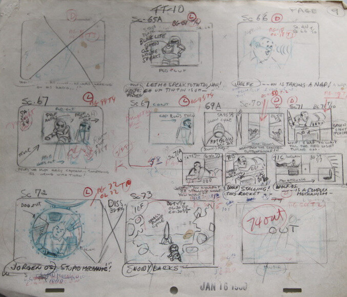 Hergé, Studios Belvision, Ray Goossens, Tintin Objectif lune - Planche originale
