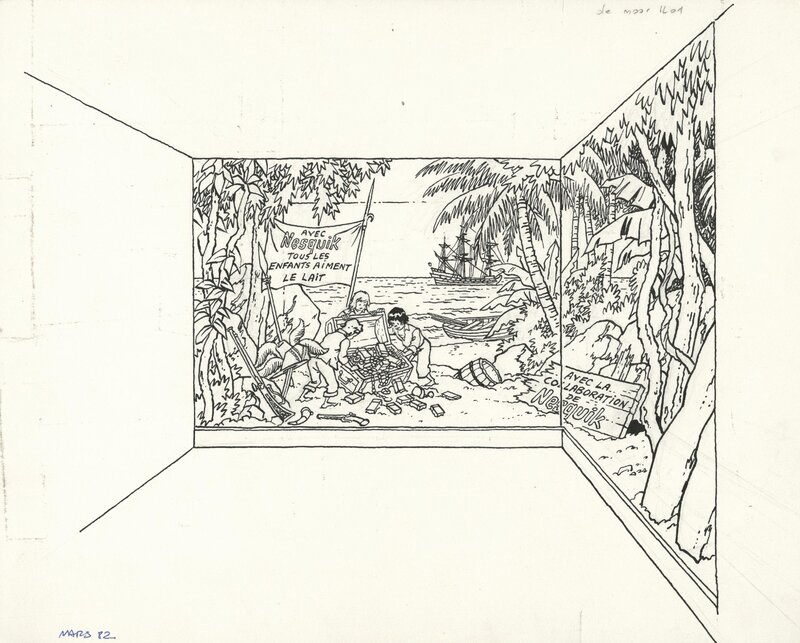 Johan De Moor, Bob De Moor, Studios Hergé, Petite illustration pour Nesquik / Walibi par Johan de Moor - Illustration originale