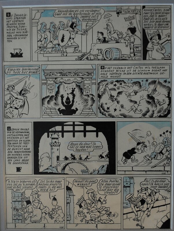 Willy Vandersteen, Bob et Bobette - Le Roi Boit * Suske en Wiske - De Koning drinkt - 1947 - Planche originale