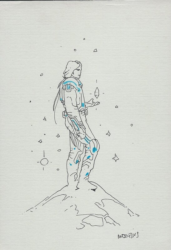 Moebius, Petit dessin en réponse à une demande d'entretien pour un fanzine - 1984 - Planche originale