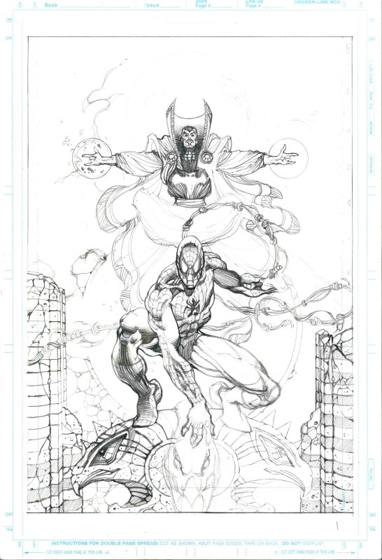 Simone Bianchi, Projet de couverture pour Wiz #59 (Marvel Italia) : Spider-Man et Docteur Strange - Original Cover