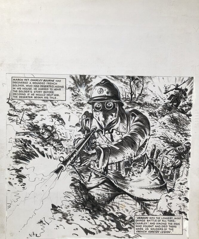 Joe Colquhoun, Pat Mills, Charley's War Battle of Verdun cover art - Couverture originale