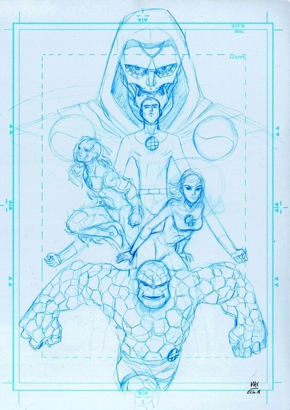 Maxime Garbarini, Dessin des Fantastic Four - Illustration originale