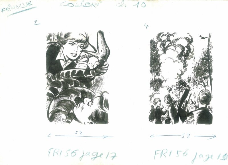 Christian Gaty, Frimousse 56 Colibri Chapitre 10 Illustrations 2 et 4 (pages 17 et 19) - Original Illustration