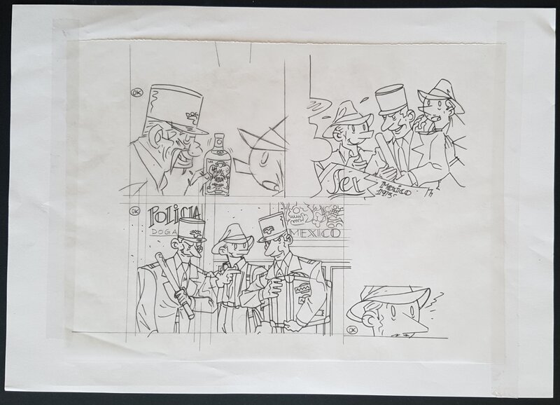 Antonio Lapone, Antique Detective Agency (A.D.A.) case originale tome 2 sur calque - crayonne - Planche originale