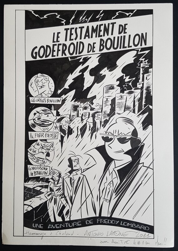 Antonio Lapone, Yves Chaland, Hommage à Freddy Lombard d'Yves Chaland - couverture pour une sérigraphie - Original Illustration