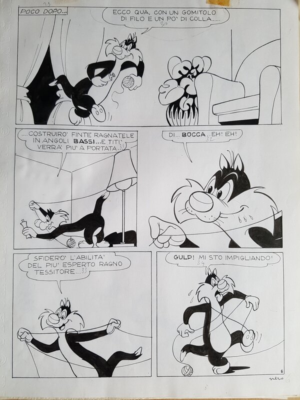 unknown, Titi et gros Minet - Le grand menage - planche 06 - Planche originale