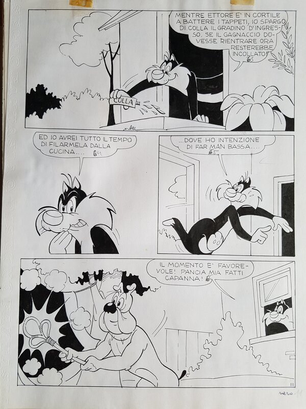 unknown, Titi et gros Minet - Le grand menage - planche 11 - Planche originale