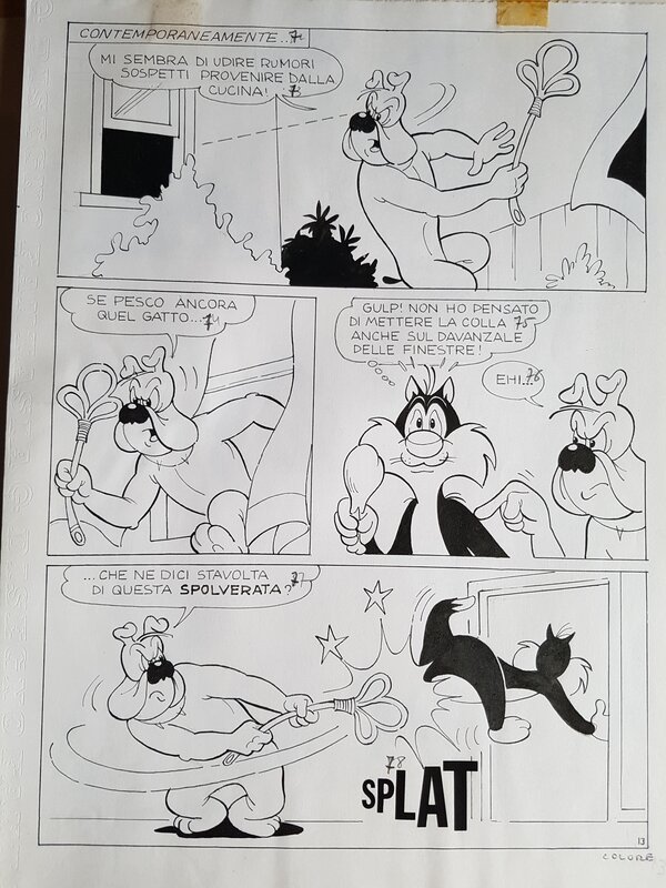 unknown, Titi et gros Minet - Le grand menage - planche 13 - Planche originale