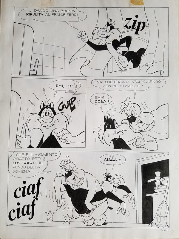 unknown, Titi et gros Minet - Le grand menage - planche 02 - Planche originale