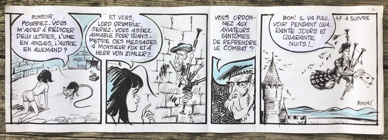Jean-Claude Forest, HYPOCRITE & le monstre du Loch Ness - strip 47 - Planche originale