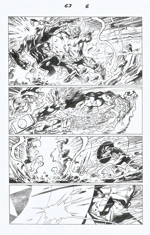 Alan Davis, Mark Farmer, Avengers #63 p6 - Thor v Iron Man in Thorbuster Epic Battle! - Planche originale