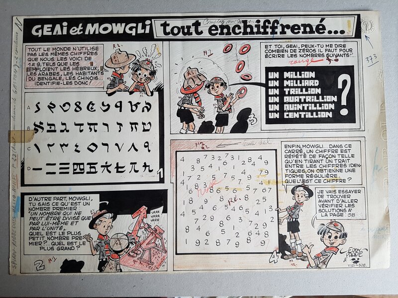 Eddy Paape, Geai et Mowgli - planche avec couleurs - Comic Strip