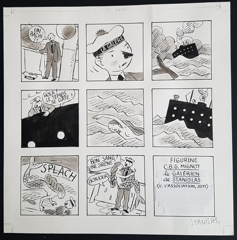 Stanislas, Le galérien et la sirène - planche ex libris - Comic Strip
