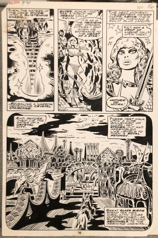 Red Sonja #4 p16 par Frank Thorne - Planche originale