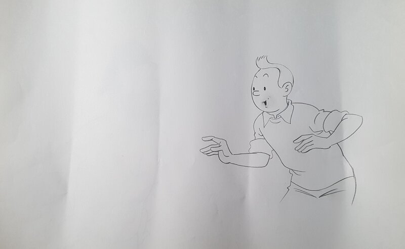 Studios Belvision, Hergé, Tintin - illustration Studios Belvision - crayonne - Illustration originale