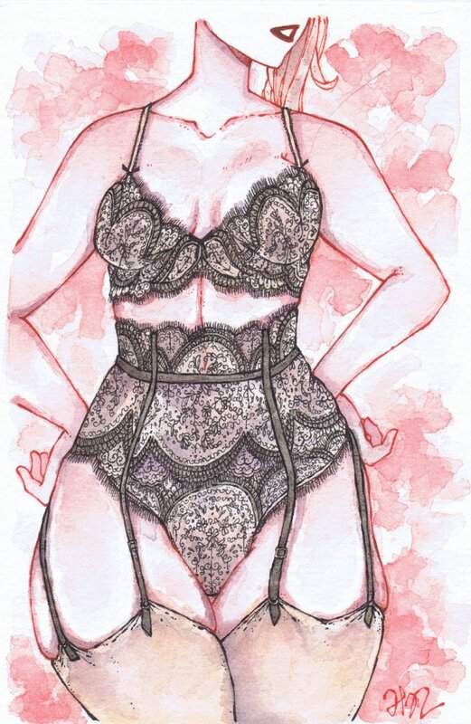 Lingerie par Mitsuko Swan - Illustration originale