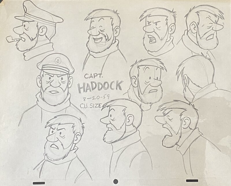 Hergé, Studios Belvision, Tintin ( Capitaine Haddock) - Planche originale