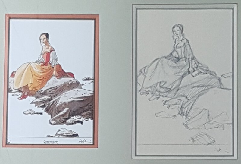 Patrice Pellerin, L'epervier - Marion - crayonné exlibris Fantasmagories - Original Illustration