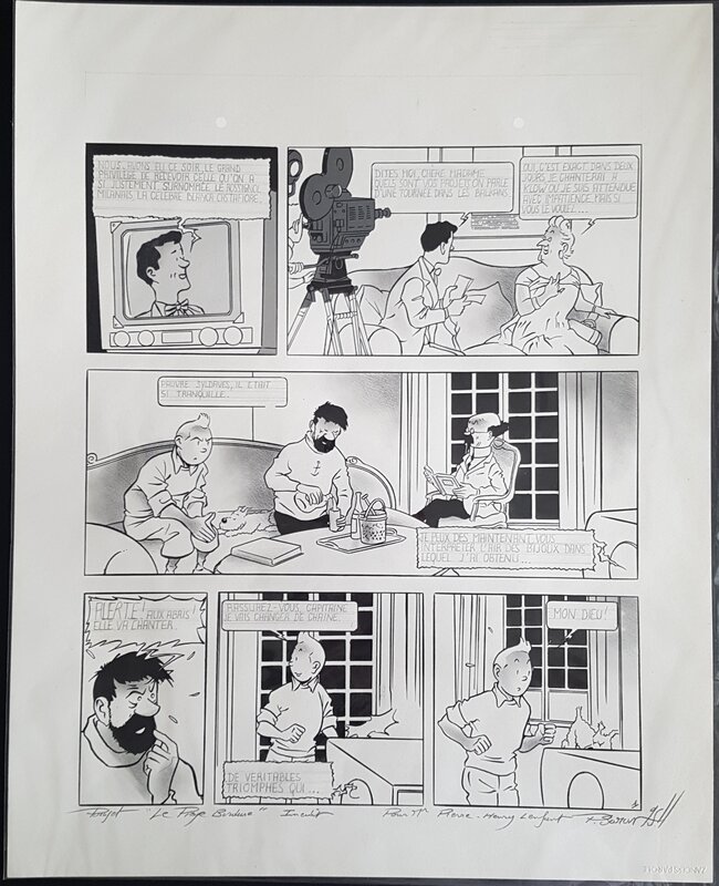 Pascal Somon, Hergé, Hommage Tintin - Le piège bordure - planche - Planche originale