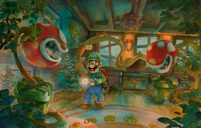 Luigi's mansion by Vincent Joubert - Original Illustration