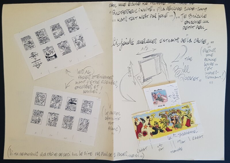 Al Severin, Bill Cosmos - Bill pocket - planche de description et montage - crayonne - Illustration originale