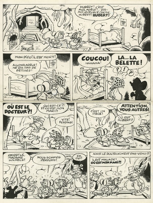 Raymond Macherot, Paul Deliège, Sibyline et les cravates noires - Planche originale