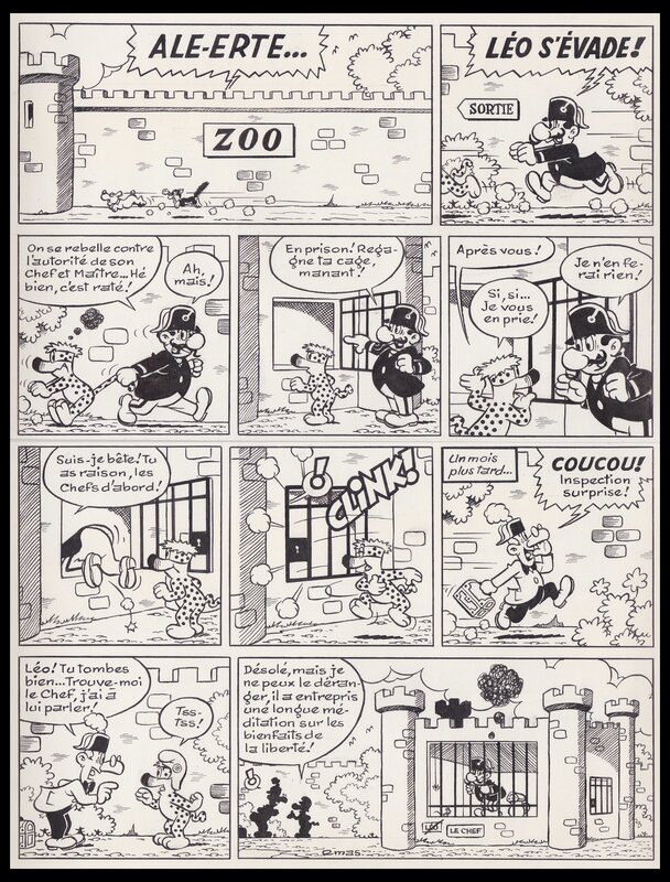 Roger Mas, 1988 - Léo...bête...à  part... - Planche originale