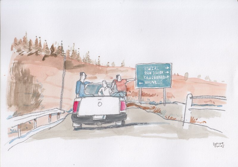 On the road by Enrique Flores - Original Illustration