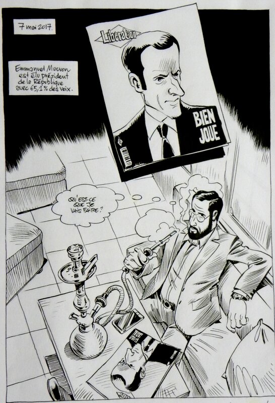 En vente - Benalla & MOI – Page 15 – Dessin : Julien Solé – Récit : Ariane Chemin & François Krug - Planche originale