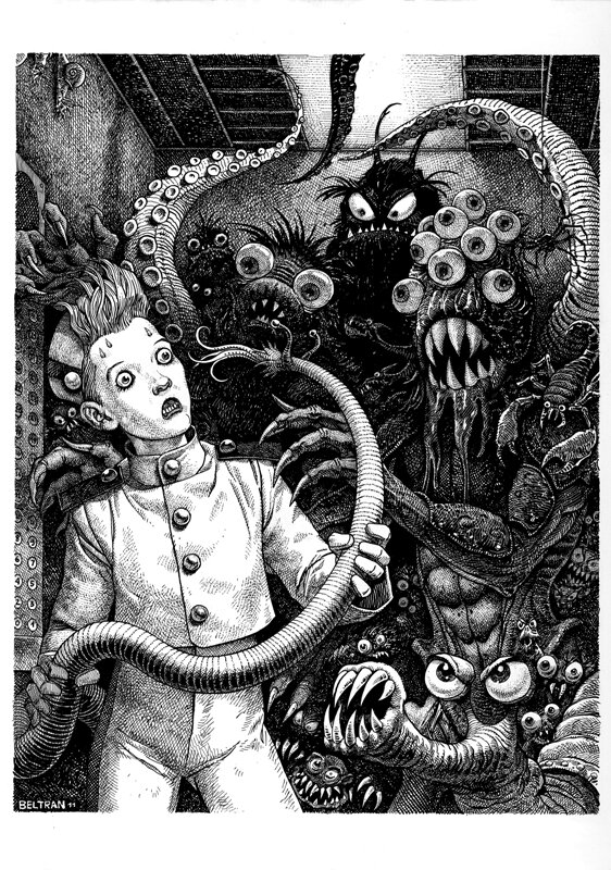 En vente - Fred Beltran, André Franquin, Rob-Vel, Le groom aux idées noires - Illustration originale