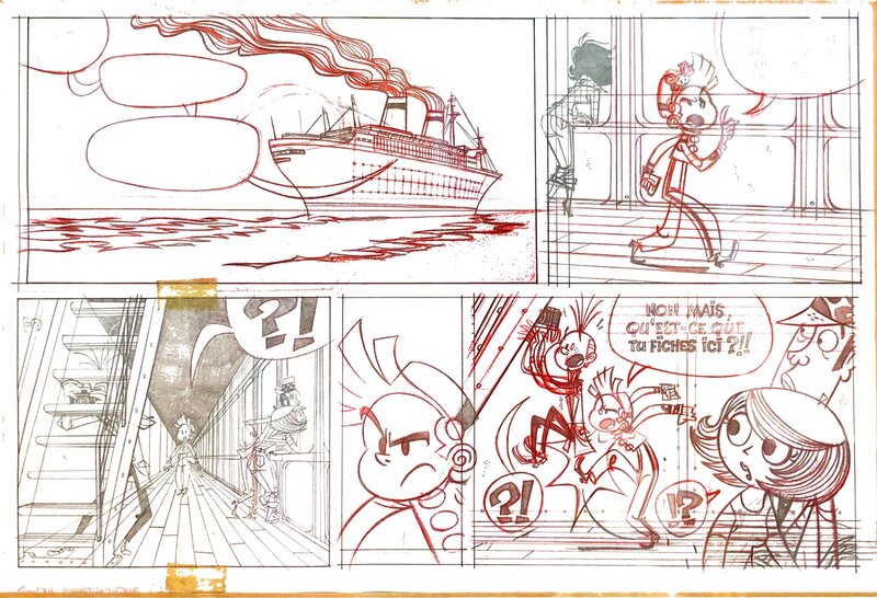 Demi planche originale de Spirou & Fantasion - Panique en atlantique par Fabrice PARME - Planche originale