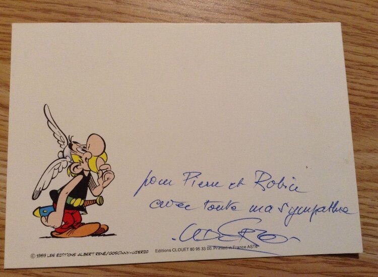 Très belle carte Astérix dédicacée par Albert Uderzo - Dédicace