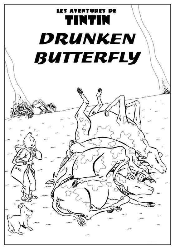Zac Deloupy, Drunken butterfly (Hommage à Tintin) - Planche originale