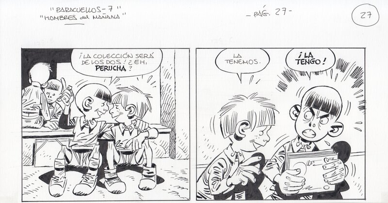 Carlos Giménez, Paracuellos VII, pág. 27. Bande refusée et non publiée - Planche originale