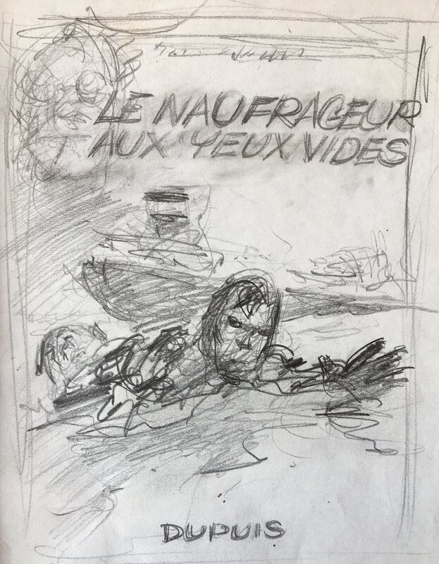 René Follet, André-Paul Duchâteau, Jacques Stoquart, Valhardi . Crayonnés pour projets couvertures . - Œuvre originale