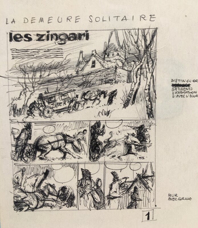 René Follet, Yvan Delporte, Les Zingari . La demeure solitaire - Original art