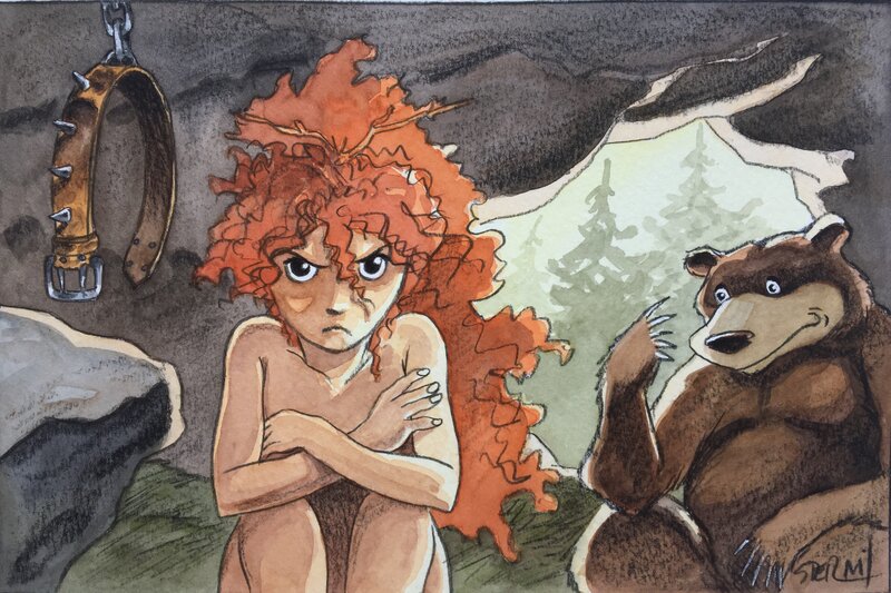 Pyrénée et l’ours by Philippe Sternis - Original Illustration